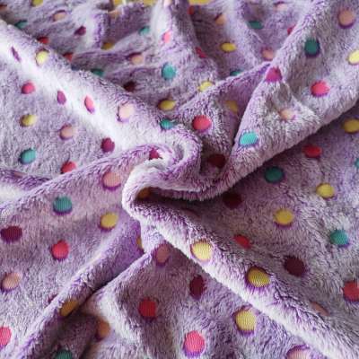 silk printed embossed polyester short plush fleece fabric for winter pajamas and blankets